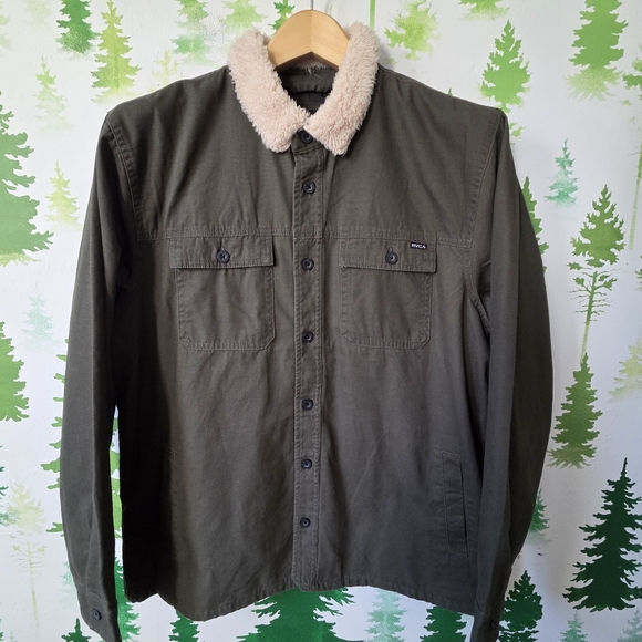 RVCA Range Front Button Faux Sherpa Collar Jacket